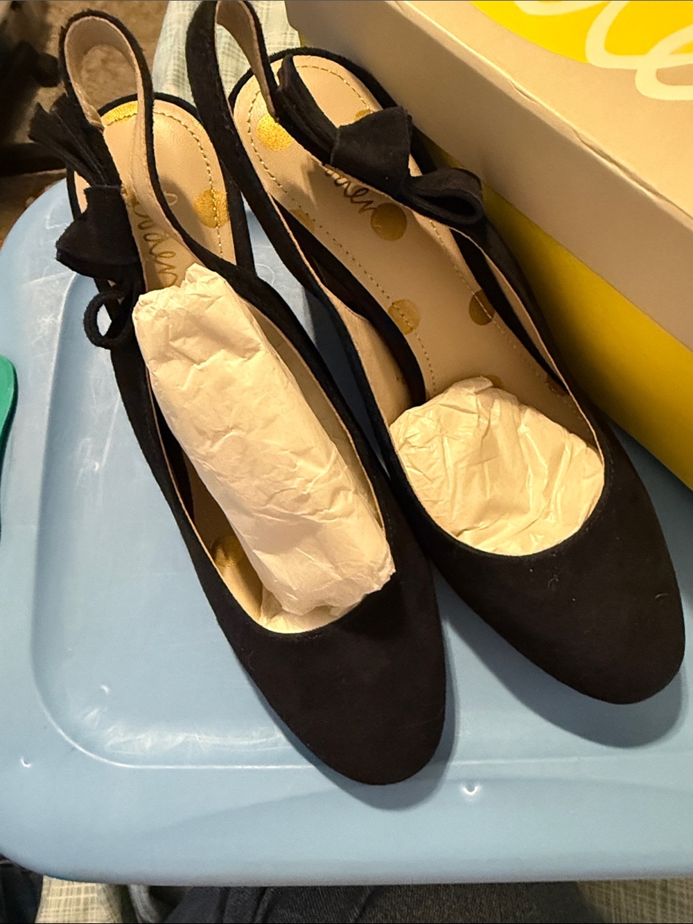 Boden Navy Slingback Bow Heels